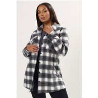 Yours Yours Damen Hemdjacke in Schwarz und Weiß mit Karomuster in Größe 48 | Baumwolle