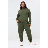 Yours Yours Damen Set aus Sweatshirt und Jogginghose in Khaki mit Bündchen in Größe 54-56 | Baumwolle/Polyester