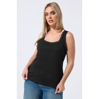 Limited Collection Limited Collection Damen Trägershirt in Schwarz mit Spitzenbesatz in Größe 42 | Baumwolle/Elasthan