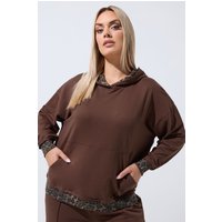 Limited Collection Damen Limited Collection – Hoodie in Braun mit Leopardenmuster in Größe 54-56 | Baumwolle/Polyester