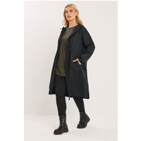 Yours Yours Damen Leichte, Lange Geschnittene Parkajacke in Schwarz in Größe 46 | Polyester