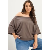 Yours Yours Damen Schulterfreies Sweatshirt in Braun in Größe 58-60 | Baumwolle/Polyester