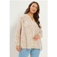 Yours Yours Damen Hemd in Naturweiß mit Blumenmuster in Größe 48 | Polyester