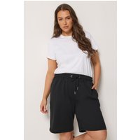Yours Yours Damen Shorts in Schwarz mit Kordelzug in Größe 48 | Baumwolle/Polyester