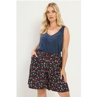 Yours Yours Damen Shorts in Schwarz mit Kirschprint in Größe 50-52 | Polyester/Elasthan