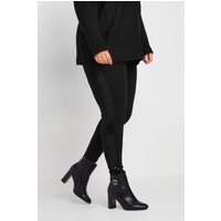 Yours Yours Damen Paillettenbesetzte Leggings in Schwarz mit Seitenstreifen in Größe 52 | Elasthan/Viskose/Nylon