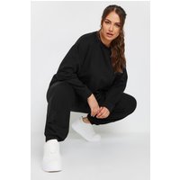 Yours Yours Damen Langärmeliges Sweatshirt in Schwarz mit Rundhalsausschnitt in Größe 42-44 | Baumwolle/Polyester