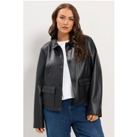 Yours Yours Damen Kunstlederjacke in Schwarz mit Knöpfen in Größe 50-52 | Polyurethan