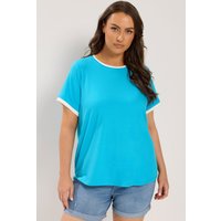 Yours Yours Damen PremiumringerT-Shirt in Blau in Größe 50-52 | Baumwolle/Elasthan
