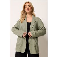 Yours Yours Damen Blazer in Khaki aus Lockerem Leinen in Größe 42 | Viskose/Leinen