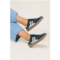 Yours Yours Damen Sneaker in Marineblau mit Seiteneinsatz in Weiter E-Passform in Größe 39E | Textil/Synthetik