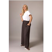Yours Yours Damen Hose in Schokoladenbraun mit Punktemuster und Weitem Bein in Größe Regular 48 | Polyester/Elasthan