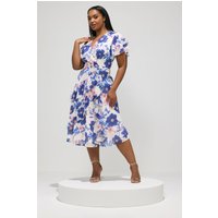 Yours London Yours London Damen Geblümtes Maxikleid in Weiß mit Rüschen in Größe 54-56 | Polyester