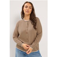 Yours Yours Damen Strickjacke in Braun mit Langettenstich in Größe 42-44 | Acryl