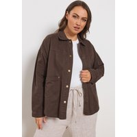 Yours Damen Yours – Denimhemdjacke in Schokobraun in Größe 48 | Baumwolle