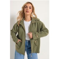 Yours Yours Damen Militaryjacke mit Knöpfen in Khakigrün in Größe 54-56 | Polyester