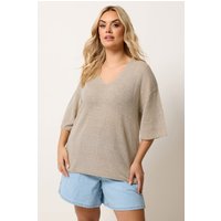 Yours Yours Damen StrickT-Shirt in Naturbraun in Größe 42-44 | Acryl