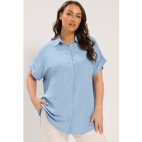 Yours Yours Damen Hemd in Hellblau mit Überschnittenen Ärmeln in Größe 42 | Polyester