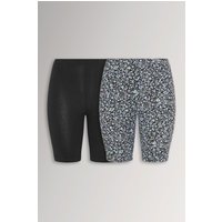 Yours Damen Yours – Radlerhosen in Schwarz mit Blümchenmuster, 2er Pack in Größe 56 | Baumwolle/Elasthan