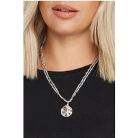 Yours Yours Damen Zweireihige, Perlenbesetzte Halskette in Silber mit Anhängersize | Metall