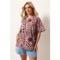 Yours Damen Yours – T-Shirt in Rosa mit Himmeldruck in Größe 46 | Baumwolle