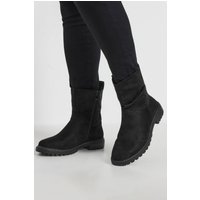 Yours Yours Damen Lässige Stiefel in Schwarz aus Wildlederimitat mit Extraweiter Eeepassform in Größe 40EEE | Textil/Synthetik