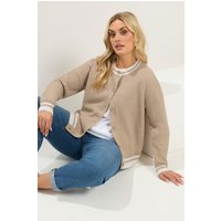 Yours Yours Damen Strickjacke in Braun mit Rundhalsausschnitt in Größe 42-44 | Acryl