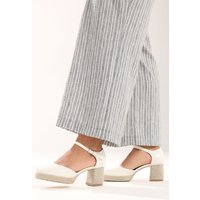 Yours Yours Damen Weiße Espadrilles mit Plateaublockabsätzen, Extraweite Eeepassform in Größe 37EEE | Textil/Synthetik