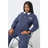 Limited Collection Limited Collection Damen Blaues RugbySweatshirt mit „Game Day“Stickerei in Größe 58-60 | Baumwolle/Polyester