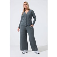 Limited Collection Limited Collection Damen Hose mit Weitem Bein in Grau mit Knitteroptik in Größe 48 | Polyester/Elasthan