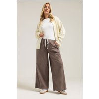 Yours Yours Damen Hose in Braun mit Streifen und Weitem Bein in Größe 42 | Baumwolle