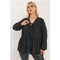 Yours Yours Damen Vorne Geschnürtes Oberteil in Schwarz in Größe 50-52 | Polyester/Elasthan