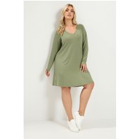 Yours Yours Damen Geripptes Tunikaoberteil in Salbeigrün in Größe 44 | Polyester/Elasthan