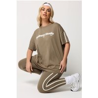 Yours Yours Damen Active Leggings in Braun mit Seitenstreifen in Größe 58-60 | Baumwolle/Elasthan