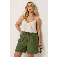 Yours Damen Yours – Häkelshorts in Khaki mit Kordelzug in Größe 48 | Viskose