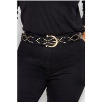 Yours Yours Damen Nietengürtel in Schwarz und Gold in Größe 42-44 | Polyurethan