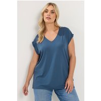 Yours Damen Yours – BasicT-Shirt in Jeansblau in Größe 48 | Baumwolle/Polyester