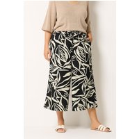 Yours Yours Damen Schwarze Knöchellange Hose mit Abstraktem Blumenmuster in Größe 42 | Polyester/Elasthan