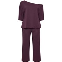 Yours Yours Damen Plus Size Purple Slash T-Shirt & Trouser Set Size 50-52 | Baumwolle