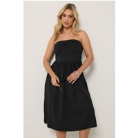 Yours Damen Yours – Bandeauminikleid in Schwarz mit Schößchen in Größe 50-52 | Baumwolle/Elasthan