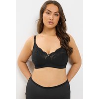 Yours Plus Size Black Cotton Lace Trim Nonpadded Nonwired Bralette Size 42E
