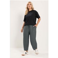 Yours Yours Damen Hose in Grau mit Barrelbein und Knitteroptik in Größe 50-52 | Polyester/Elasthan
