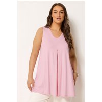 Yours Damen Yours – Vorne Plissiertes Trägershirt in Hellrosa in Größe 58-60 | Elasthan/Viskose