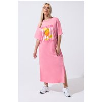 Limited Collection Limited Collection Damen Maxikleid in Rosa mit dem Schriftzug „Beach Club“ in Größe 44 | Baumwolle