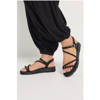 Yours Yours Damen Komfortsandalen in Schwarz mit Glitzer in Extra Weiter Eeepassform in Größe 37EEE | Synthetik