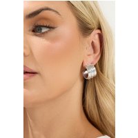 Yours Yours Damen Silberfarbene, Klobige Creolen mit Riffelungsize | Metall