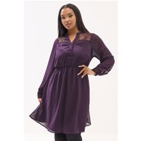 Yours Yours Damen Midikleid in Lila mit Spitze und Dobbymuster in Größe 58-60 | Polyester