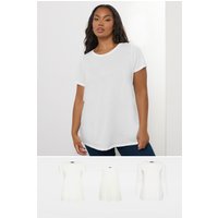 Yours Yours Damen T-Shirtset in Weiß, 3er Set in Größe 62-64 | Baumwolle/Polyester