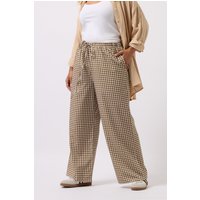 Yours Yours Damen Karierte Hose in Braun mit Weitem Bein in Größe 44 | Polyester