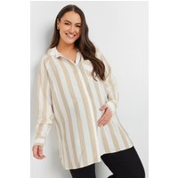 Bump It Up Bump It Up Damen Maternity – Gestreiftes Hemd in Beigebraun in Größe 46 | Viskose/Nylon